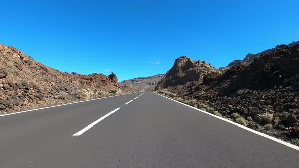 Road in Teide National Park, Tenerife, Canary Islands, Spain