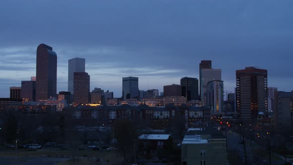 Denver Skyline Cloudy Sunrise Timelapse