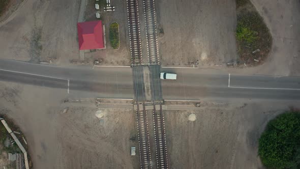 Level Crossings Top Aerial Drone View