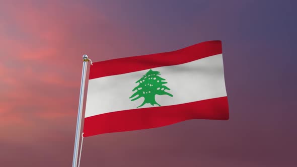 Flag Of Lebanon Waving