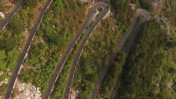 Winding Serpentine Road High in the Mountains of Montenegro