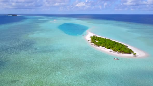 Aerial view panorama of coast beach by water with sand background