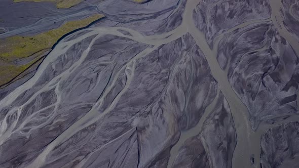 Aerial View of Glacier River in Iceland