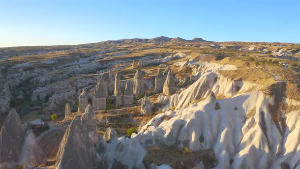 Aerial View Volcano Formation of Fairy Chimneys Goreme National Park Nevsehir Province Anatolia