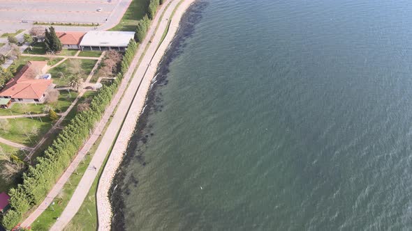 aerial sea walking path