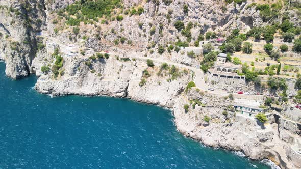 Aerial View of Furore Fjord From a Drone Amalfi Coast Italy