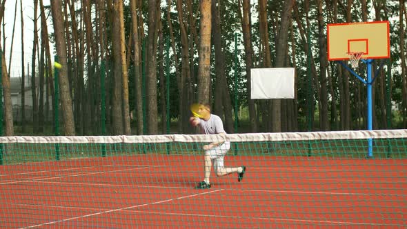 Healthy Lifestyle Man Playing Tennis Outdoors