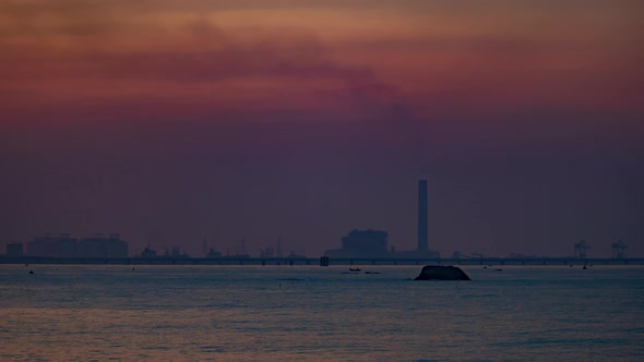 night to day time lapse of Refinery factory at Rayong, Thailand