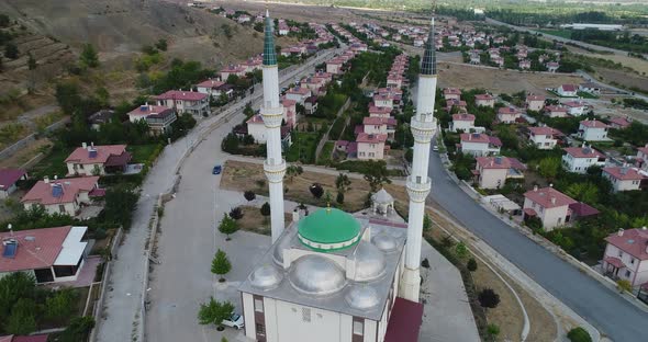 Mosque And Minarets Aerial View