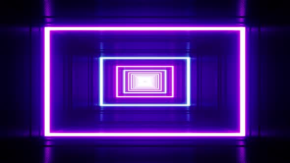 Flickering Rectangle Neon VJ Loop Tunnel