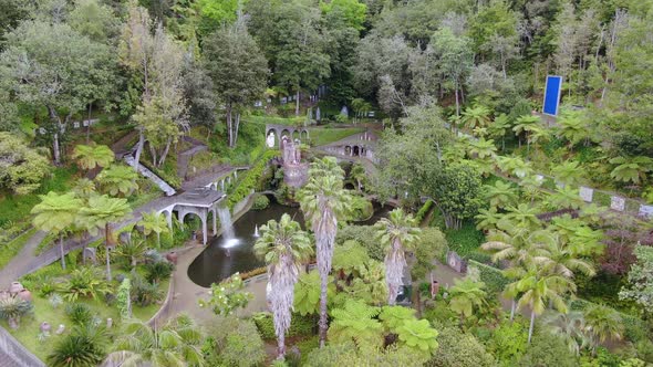 Monte Palace Tropical Garden in Funchal seen from above, Madeira, Portugal