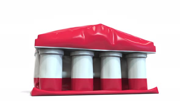 Deflating Bank or Government Building with Flag of Austria alt