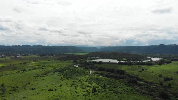 Aerial: Puerto Rican Landscape on a Cloudy Day