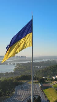 Vertical Video National Flag of Ukraine By Day