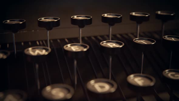 The vintage typewriter. Machine was used to create documents letters and books.