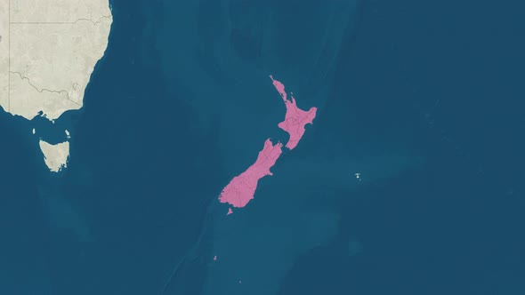 Zoom in to the Map of New Zealand with Text Textless