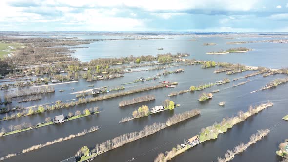 Loosdrechtse Plassen Harbour Waterway Canals and Cultivated Ditch Nature Near Vinkeveen Utrecht