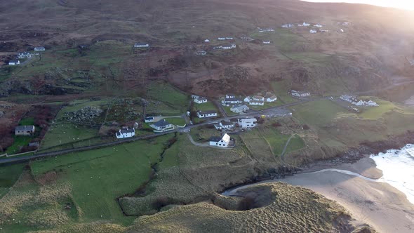 Aerial View of the Historic Folc Village in Glencolumbkille in County Donegal Republic of Irleand