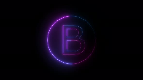 Blue Pink Neon Light B Text Logo Intro Animation