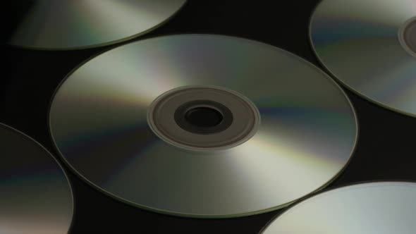 Rotating shot of compact discs 
