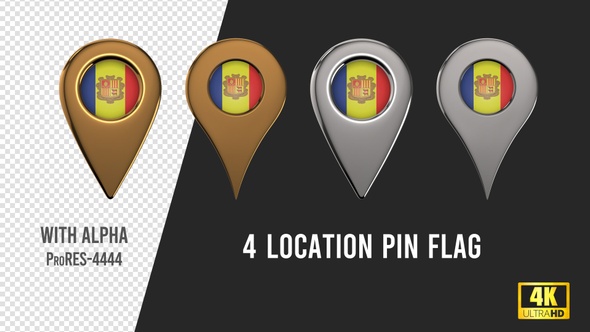 Andorra Flag Location Pins Silver And Gold