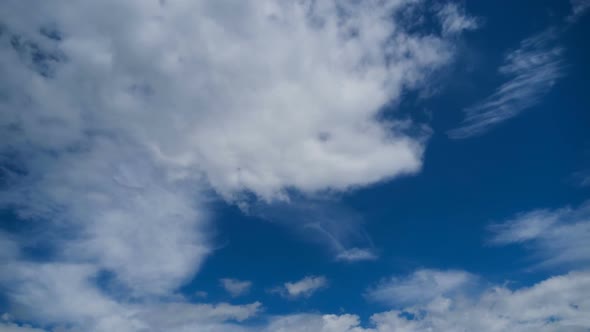 Clouds Move Smoothly in the Blue Sky. Timelapse