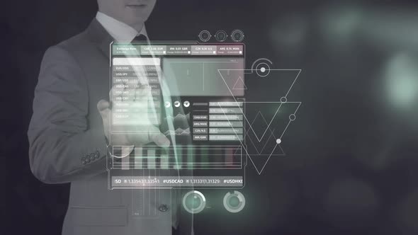 A Trader Works With Data From Stock Quotes HD alt