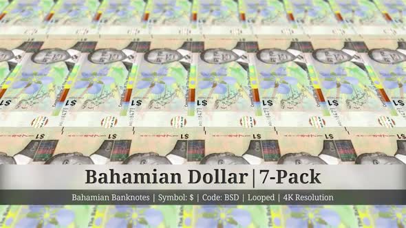Bahamian Dollar | Bahamas Currency - 7 Pack | 4K Resolution | Looped
