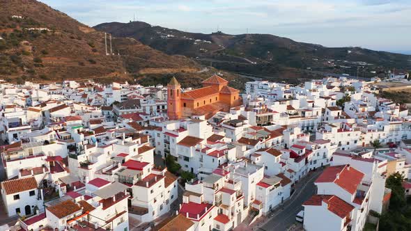 Aerial Drone View of Torrox Town in Mountains in Spain, Costa Del Sol, Andalusia (Andalucia), Europe