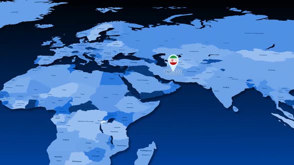 Iran Location Tracking Animation On Earth Map