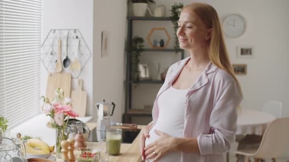 Portrait of Happy Pregnant Woman at Home