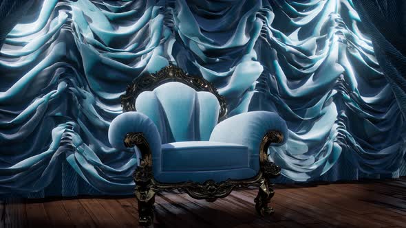 Luxurious Theater Curtain Stage with Chair