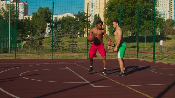 Streetball Payer Scoring Field Goal at Urban Court