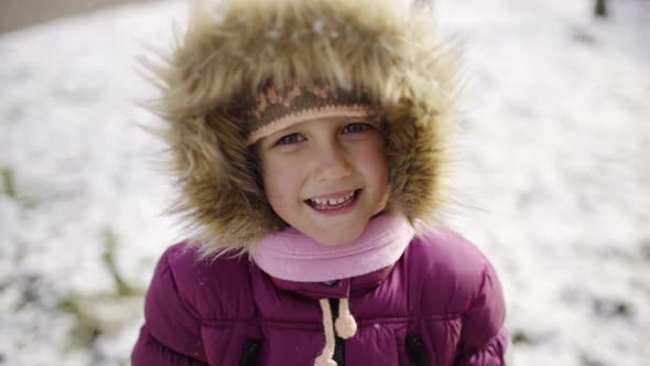 Girl Child Preschooler Winter Outdoors Snowfall