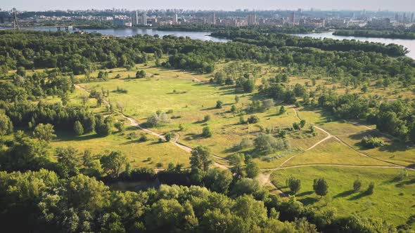 Green Grass Valley at River Aerial