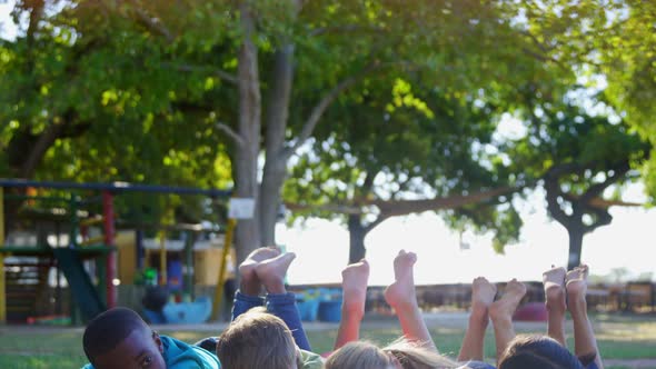 Kids lying in the playground