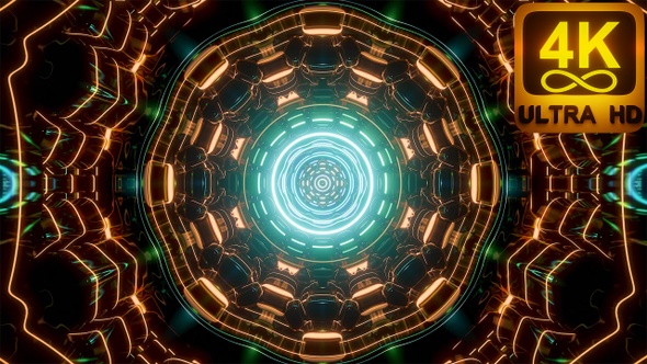 Energy 120 Bpm 3 D Kaleidoscope Mandala For Live Visuals Concert And Any Video Use cases