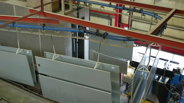 Powder coating line of metal industry painting stainless steel parts into white