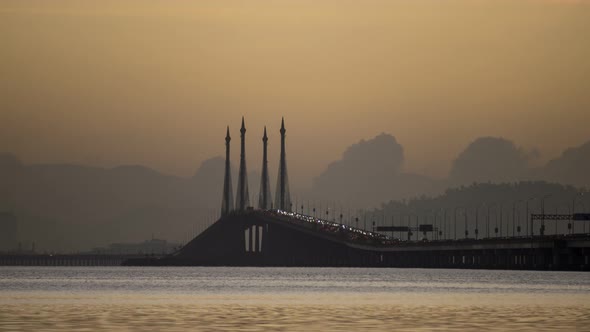 Timelapse moving transportation in morning.