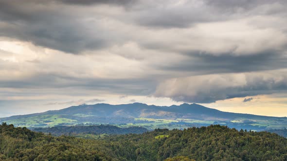 Storm Clouds over Pirongia Mountains Forest Park in New Zealand Nature Landscape