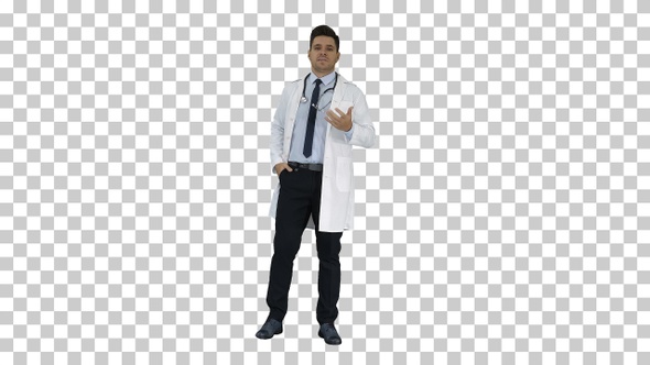 Friendly and playful male doctor and confident talking to camera