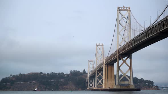 San Francisco Bay Bridge on a cloudy day, California 04.
