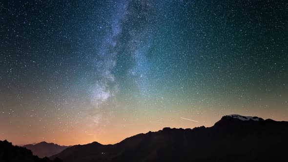 Meteor Explosion, Meteor Shower and Stardust Smoke Trail in Night Sky Time Lapse