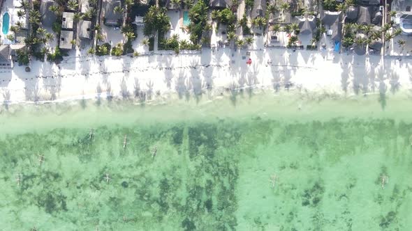 Zanzibar Tanzania  Vertical Video of the Ocean Near the Coast Slow Motion