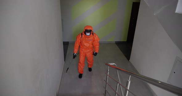 An Employee Disinfects A Horn Through A Pandemic COVID-19 Coronavirus.