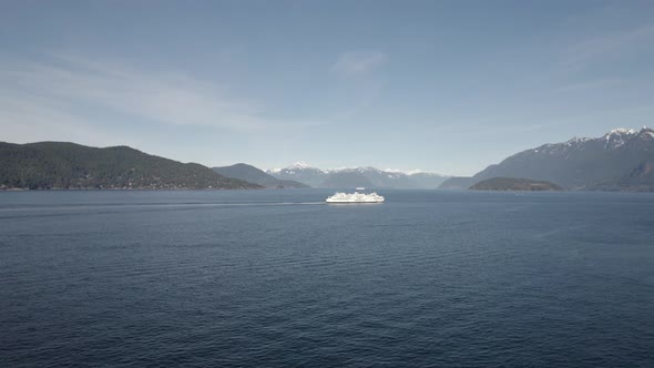 Aerial view of a vessel from British Columbia Ferry Services in Vancouver, Canada. transportation pu