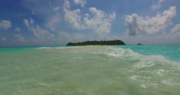 Natural flying abstract view of a white paradise beach and aqua turquoise water background in best q