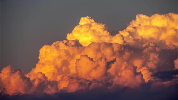 Sunset Fluffy Clouds Time Lapse Background. FHD 