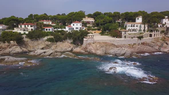 Beautiful houses on the sea slope in Costa Brava in Spain