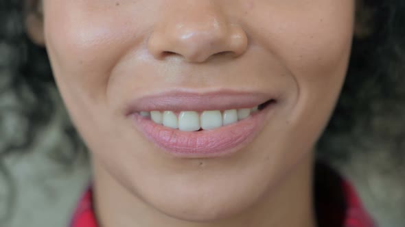 Close Up of Smiling Mouth of African Woman